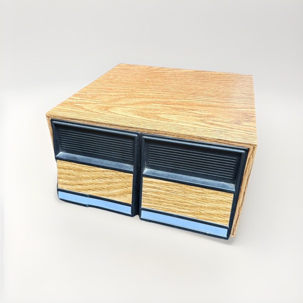 Vintage Faux Wood Grain 2 Drawer 40 CD Disc Storage Rack Holder Case RARE!!!
